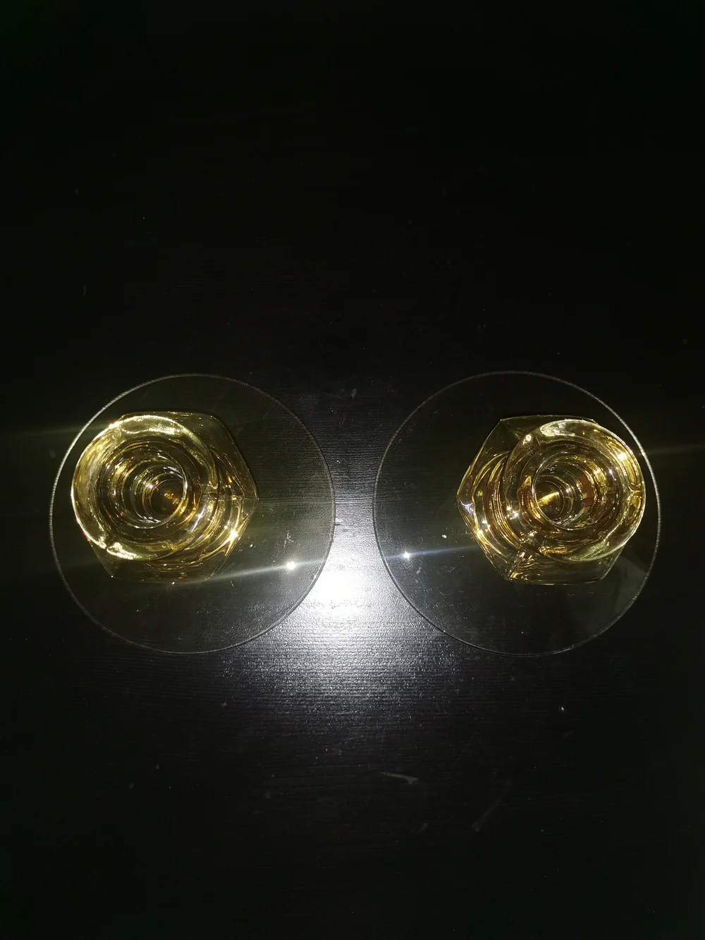 Pair Of Fostoria Fairfax Yellow Depression Glass Candlestick Holders 3.25